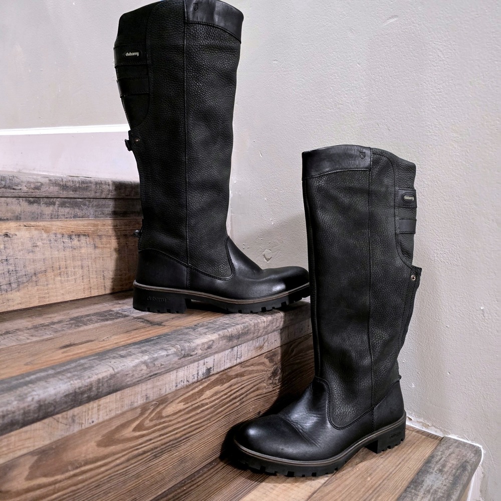 Dubarry of Ireland Clare Ladies Boots Black Leather Gore-Tex Knee High EU 41